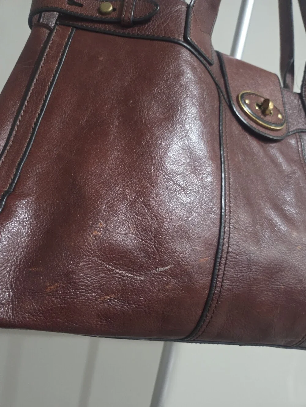 Fossil Classic Brown Leather Weekender Tote Bag for Men